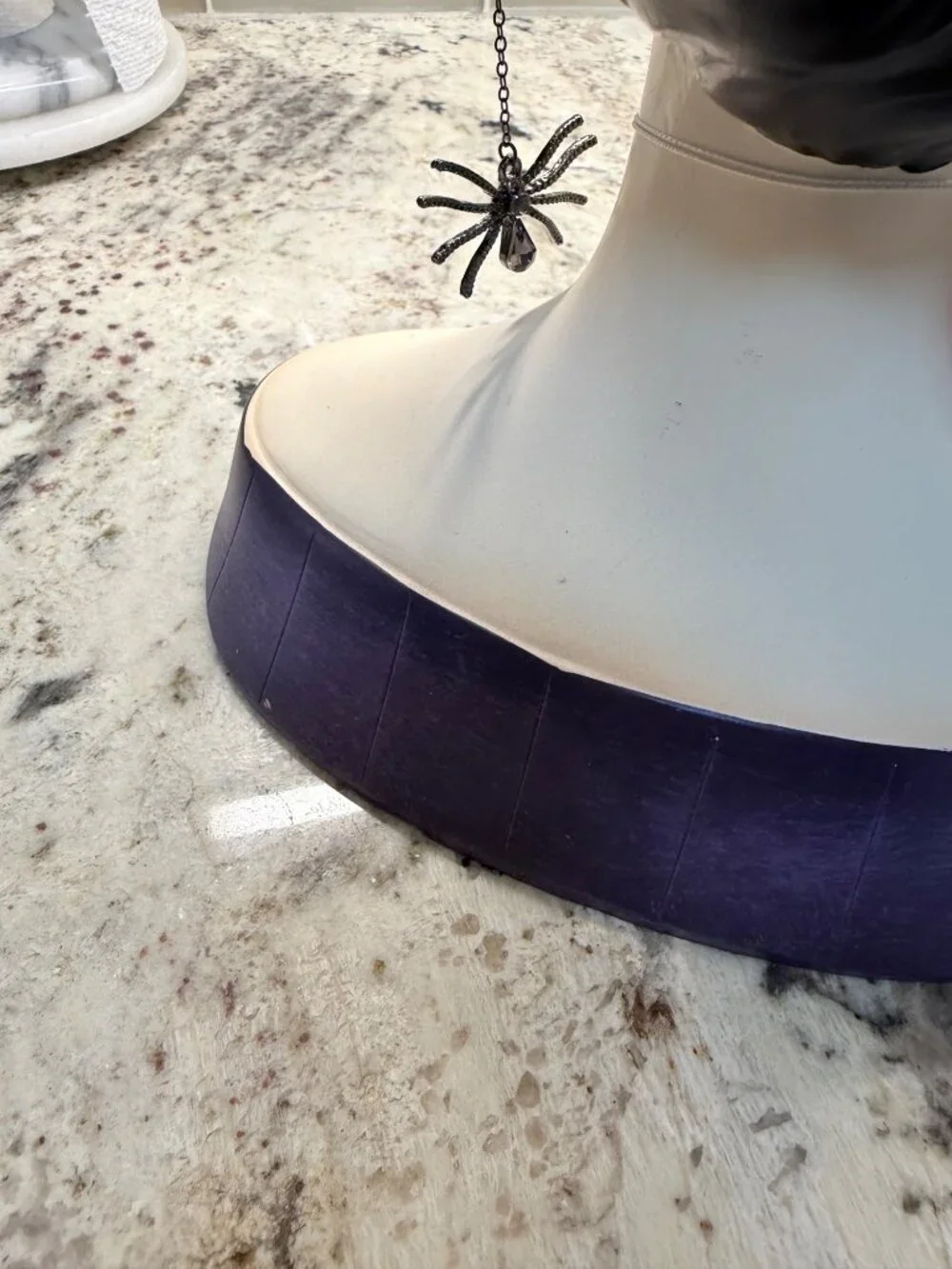 Viral Halloween Bella Lux Bride of Frankenstein Bust Spider Purple Flowers Retro
